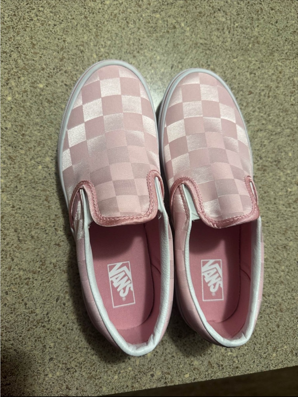 Vans Kids Pink Checkerboard Slip-On Shoes